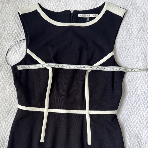 Trina Turk Black Sheath Dress with Ivory Piping Size 8 - Picture 9 of 11